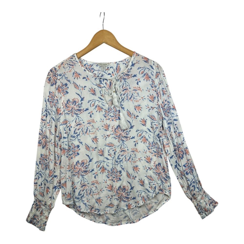 Lucky Brand Floral Print Long Sleeve Blouse size Small